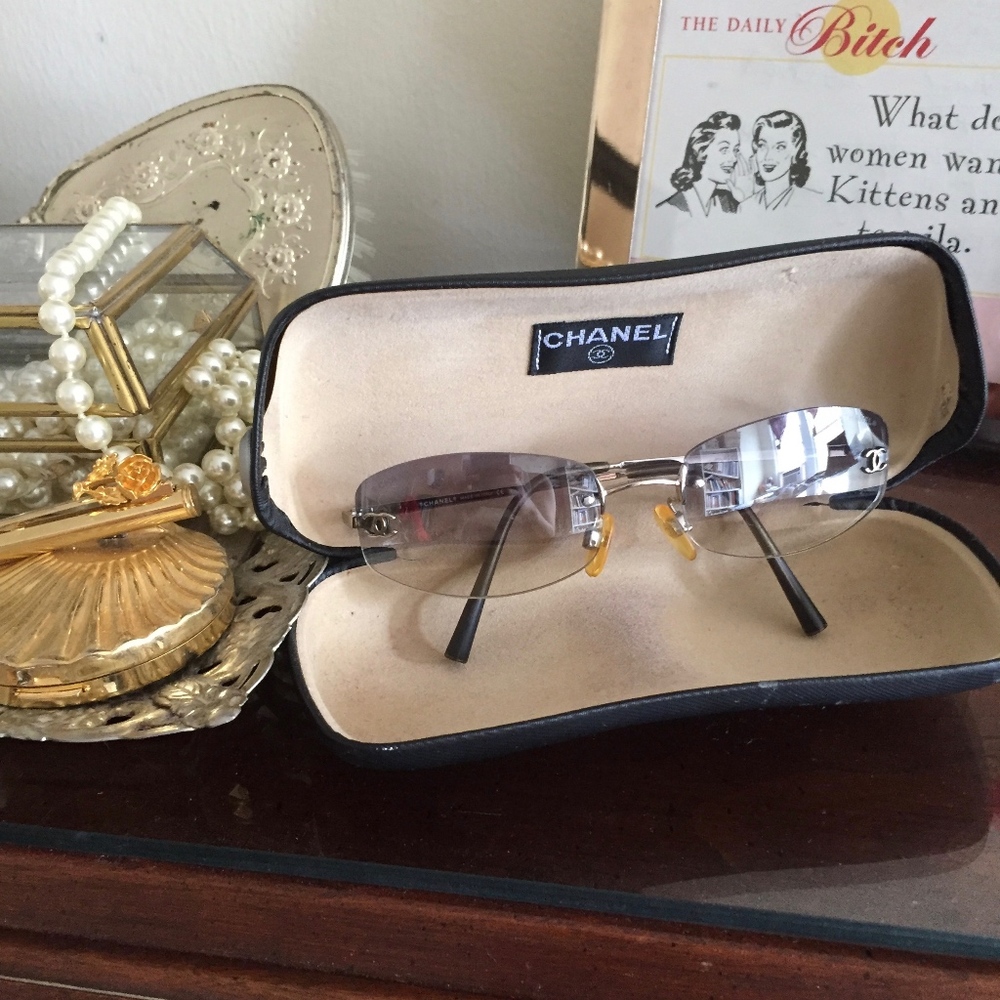 CHANEL Rimless Blue Ombre Sunglasses